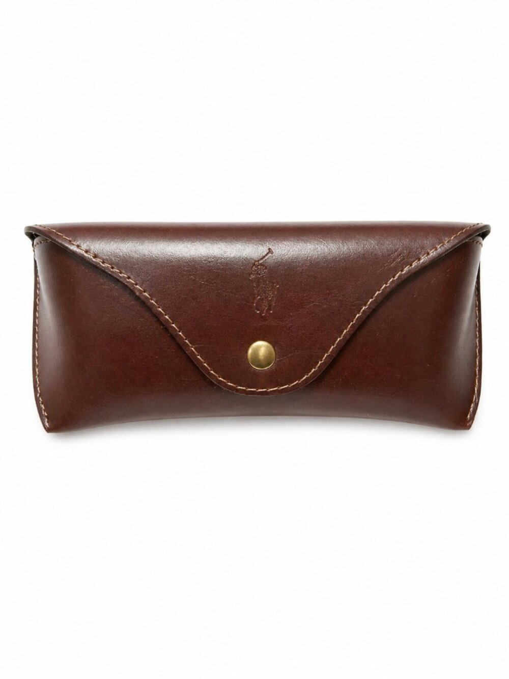 POLO RALPH LAUREN Leather Glasses Sunglasses Case Velvet Brown Green 7" x 2.5"